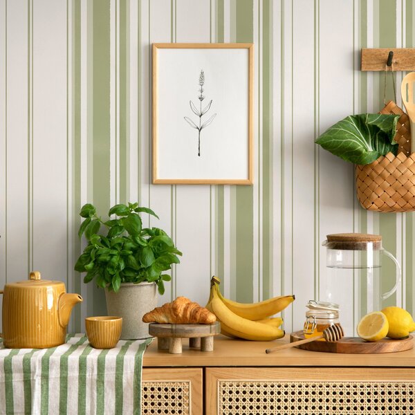 Tapety Zielone pionowe paski o różnej szerokości, Tapety Geometryczne, Tapety w paski, a00565 : Uwalls.pl
