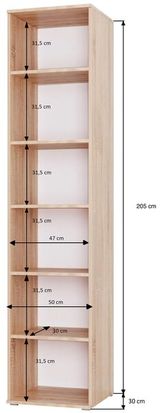 Wysoki regał skandynawski 50 cm dąb sonoma E1-H93