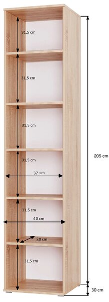 Wąski regał do przechowywania 40 cm dąb craft złoty E4-M76