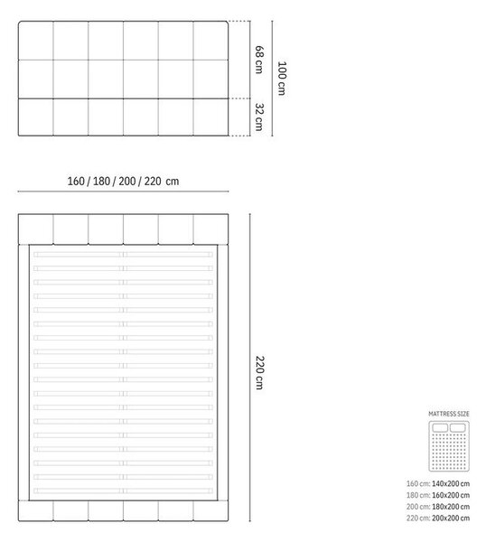 Kremowe tapicerowane łóżko dwuosobowe ze schowkiem ze stelażem 160x200 cm Bellis – Micadoni Home