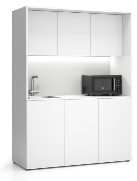 Kuchnia biurowa NIKA ze zlewem i kranem 1481 x 600 x 2000 mm, biały, lewo
