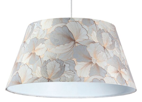 Srebrna lampa wisząca welurowa w kwiaty - S411-Najra