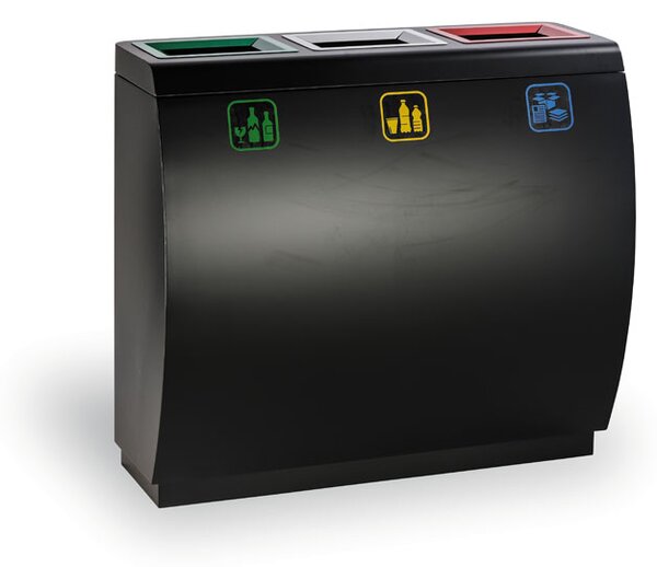 Kosz do segregacji śmieci, 3x 50 l, metalowy
