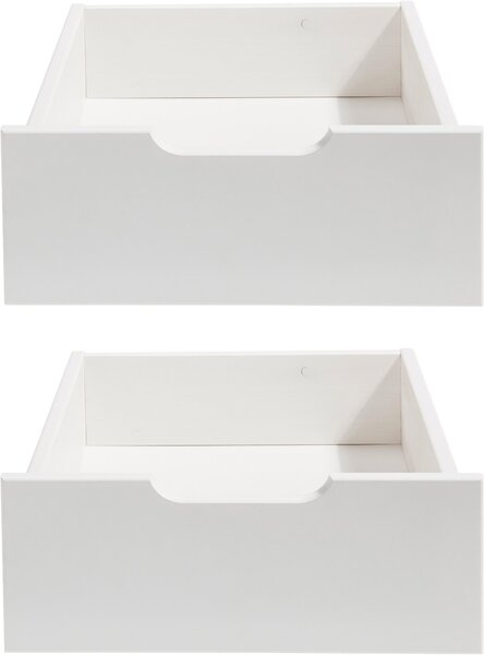 Zestaw dwóch białych szuflad np. pod łóżko dziecięce
