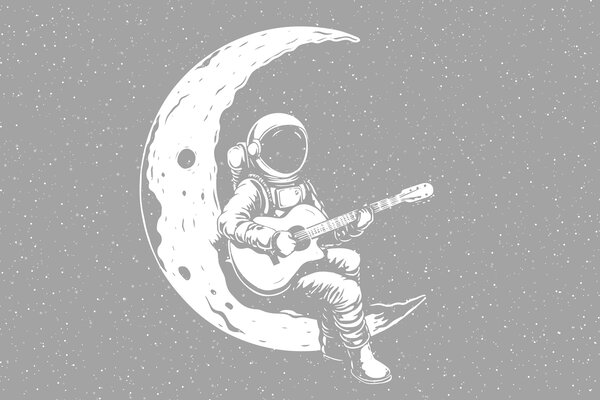 Fototapety Kosmonauta, księżyc, gitara, Fototapety Kosmos, w04514 : Uwalls.pl