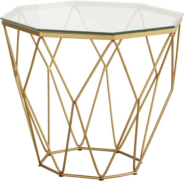 Ekstarwagancki, złoty stolik ze szklanym blatem