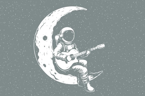 Fototapety Kosmonauta, księżyc, gitara, Fototapety Kosmos, w04514v1 : Uwalls.pl
