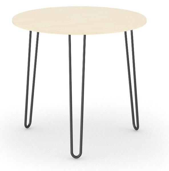 Okrągły stół jadalniany SPIDER, średnica 80 cm, czarna podstawa, brzoza