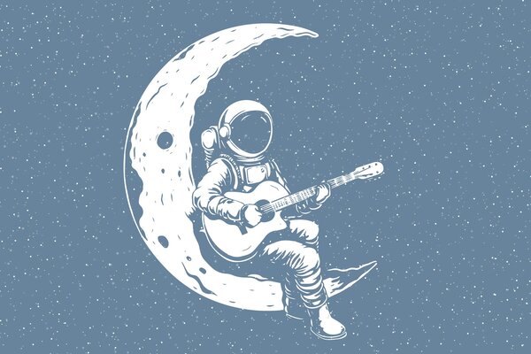 Fototapety Kosmonauta, księżyc, gitara, Fototapety Kosmos, w04514v2 : Uwalls.pl
