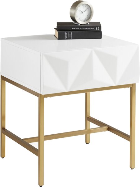 Modny stolik z szufladą i geometrycznym forntem