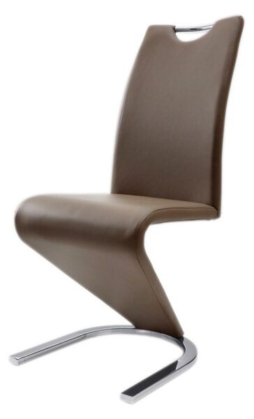 Nowoczesne krzesła ze sztucznej skóry - 2 sztuki, cappuccino