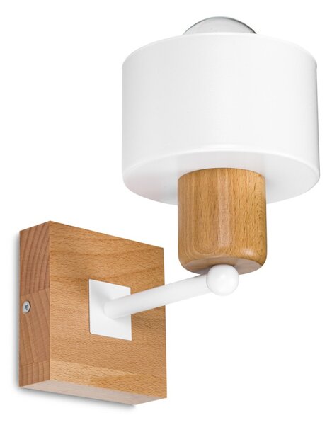 Biały kinkiet LED WD-WE10x10BU jednopunktowy z litego drewna