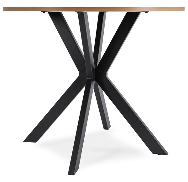 Stół Okrągły LAUREN 80 cm Dąb Złoty/Czarny Loft Nowoczesny