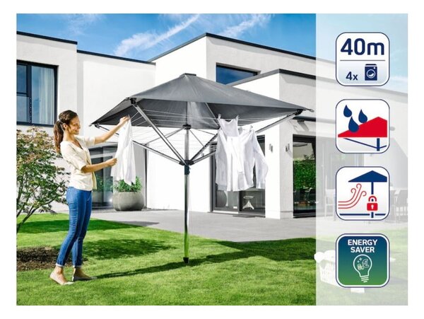 Ogrodowa suszarka na pranie w kolorze srebra 40 m LinoProtect 400 – LEIFHEIT