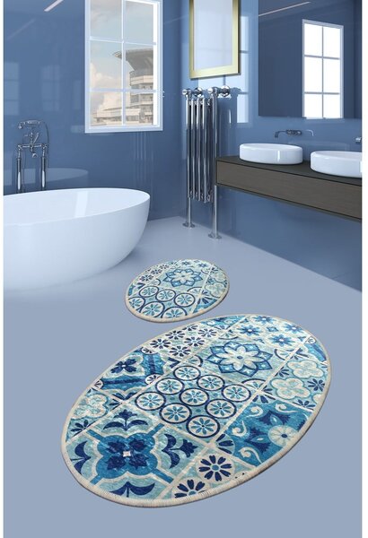 Niebieskie dywaniki łazienkowe zestaw 2 szt. 60x100 cm Ceramic – Foutastic