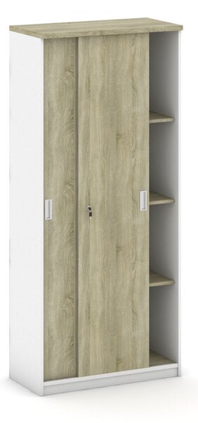 Szafa przesuwna MIRELLI, 800 x 400 x 1800 mm, biały/dąb sonoma
