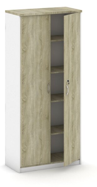 Szafa biurowa MIRELLI, 800 x 400 x 1800 mm, biały/dąb sonoma