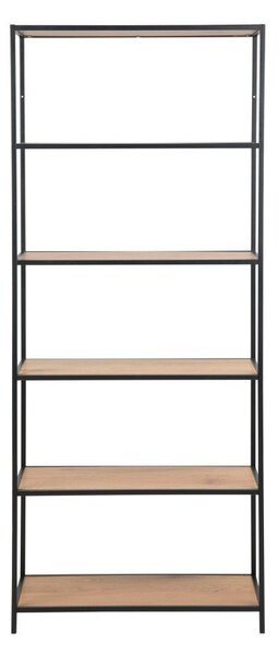 Czarno-naturalny regał w dekorze dębu 77x185 cm Seaford – Actona