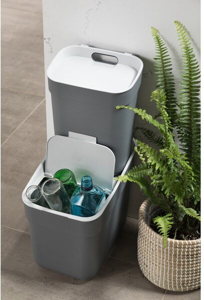 Jasnozielony kosz na śmieci do segregacji odpadów z plastiku z recyklingu 20 l Ready To Collect – Curver