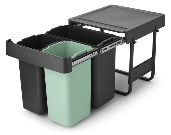 Miętowo-ciemnoszary plastikowy kosz na śmieci do segregacji odpadów do zabudowy 40 l Sort&Go – Brabantia