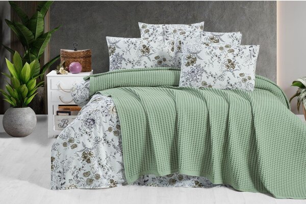 Zielona bawełniana narzuta 220x240 cm Waffle – Mila Home