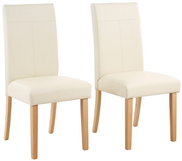 Smukłe, tapicerowane krzesła - 2 sztuki, kremowe