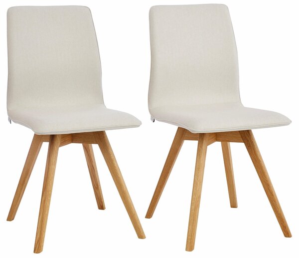 Eleganckie krzesła na dębowej ramie, odcienie beżu - 2 sztuki
