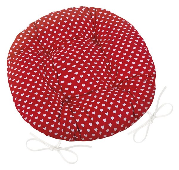 Siedzisko Adela okrągłe pikowane Serduszka czerwony, 40 cm