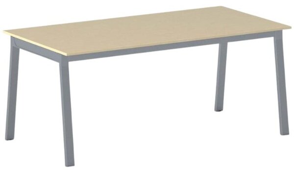 Stół konferencyjny do biura PRIMO BASIC, 160x80 cm, szaro-srebrna podstawa, dąb naturalny