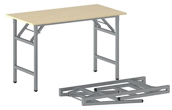 Stół konferencyjny FAST READY, 120x60 cm, szaro-srebrna podstawa, brzoza