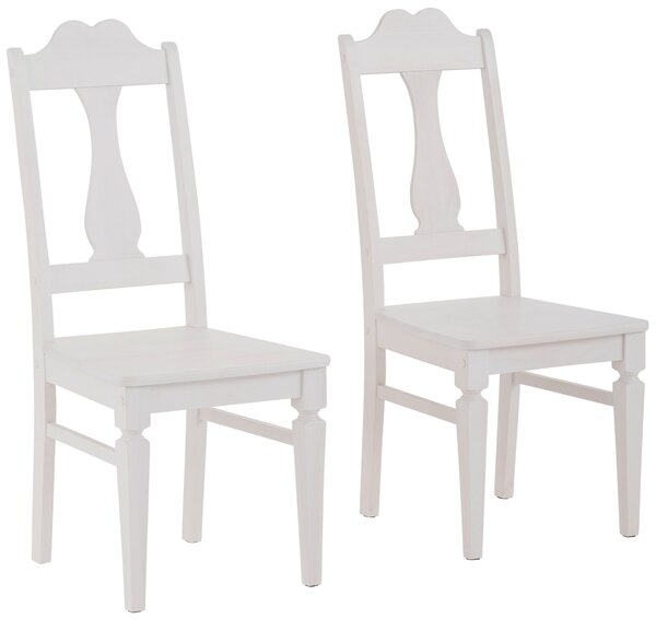 Sosnowe krzesła “Hendrik” w romantycznym stylu białe– 2 sztuki