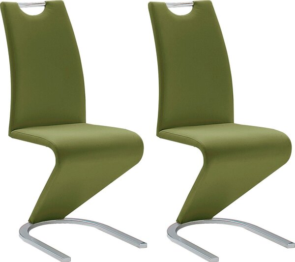 Nowoczesne, oliwkowe krzesła, sztuczna skóra - 4 sztuki