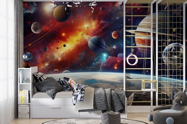 Fototapety Kolorowy kosmos z planetami i mgławicami, Fototapety Kosmos, w04576 : Uwalls.pl