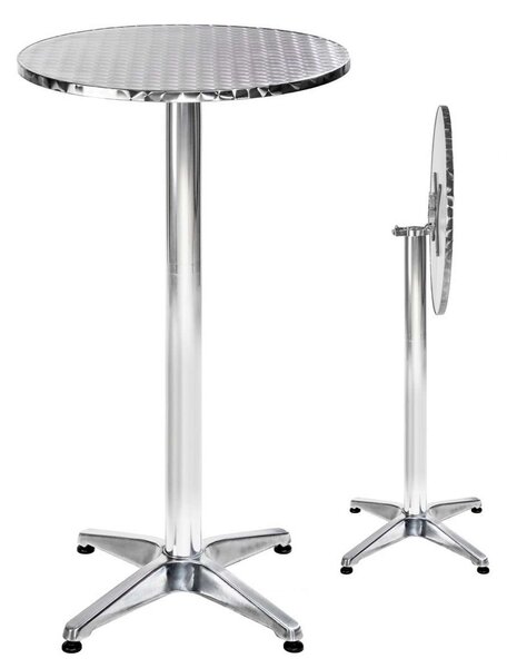 Tectake 401491 aluminiowy stolik barowy ø60cm składany z regulacją wysokości - 6,5 cm