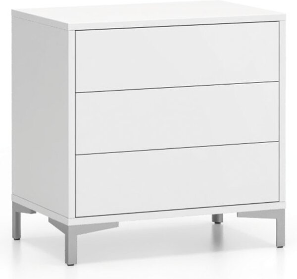 Komoda biurowa z 3 szufladami LAYERS, solidna podstawa, biała