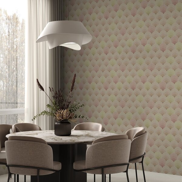 Tapety Muszelki w stylu art déco w pastelowych kolorach — rytmiczny wzór, Tapety orientalne, a00493 : Uwalls.pl