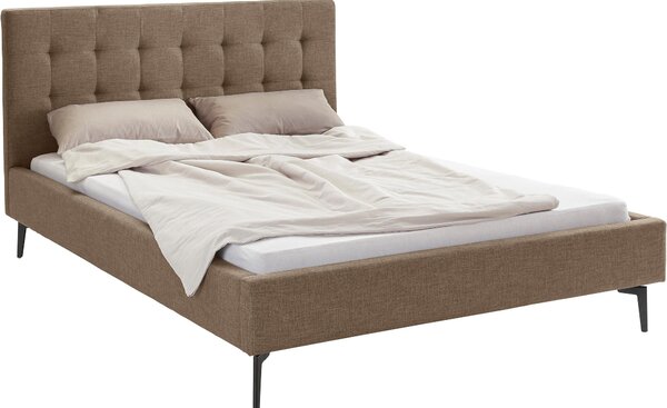 Szlachetne, tapicerowane łóżko, brązowe 140x200 cm