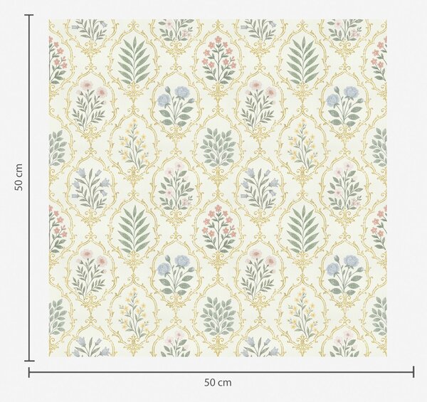 Tapety Botaniczne medaliony w kratce, pastelowe odcienie, Tapety Z kwiatami, a00579 : Uwalls.pl