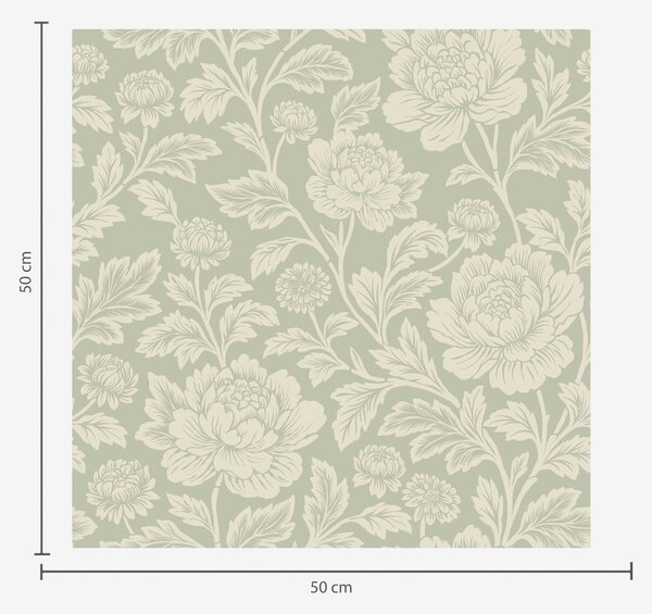 Tapety Duże piwonie w stylu line art na szałwiowym tle, Tapety Z kwiatami, a00582 : Uwalls.pl
