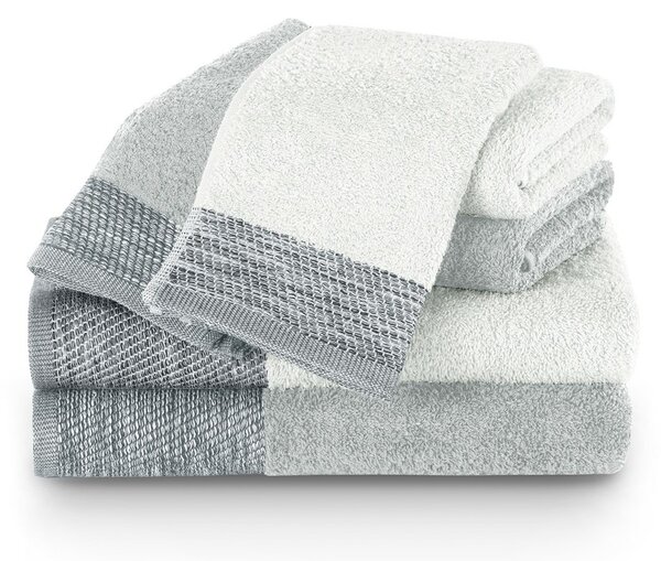 AmeliaHome Komplet ręczników Aria biały/srebrny, 6 szt