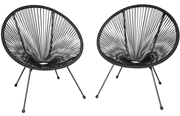 Tectake 404405 zestaw 2 krzeseł santana w stylu retro - czarny