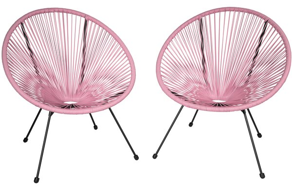 Tectake 404407 zestaw 2 krzeseł santana w stylu retro - pink