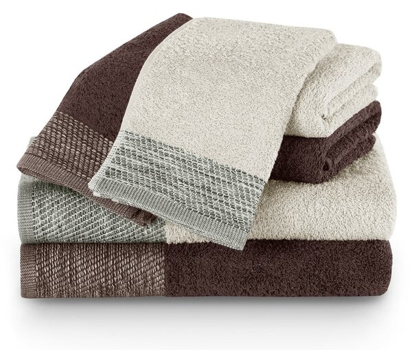 AmeliaHome Komplet ręczników Aria beżowy/brązowy, 6 szt