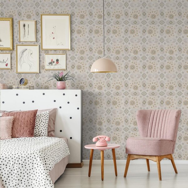 Tapety Geometryczny wzór mozaiki w ciepłych odcieniach beżu, Tapety Abstrakcyjne, a00606 : Uwalls.pl