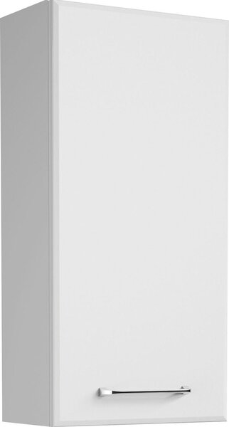 Biała wisząca szafka łazienkowa w połysku, z półkami