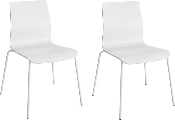 Minimalistyczne białe krzesła do jadalni - 2 sztuki