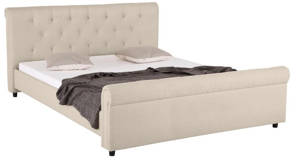 Eleganckie, tapicerowane łóżko 140x200 cm, kremowe