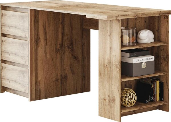 Nowoczesne biurko z szufladami w kolorze drewna dębowego