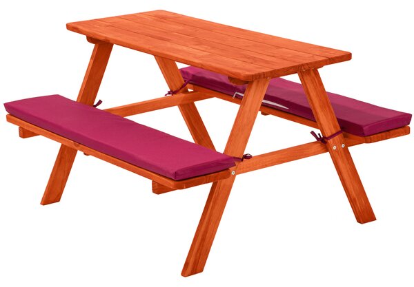 Tectake 403243 ławka piknikowa dla dzieci z poduszkami - czerwony