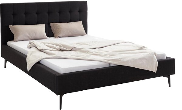 Szlachetne, tapicerowane łóżko, czarne 180x200 cm